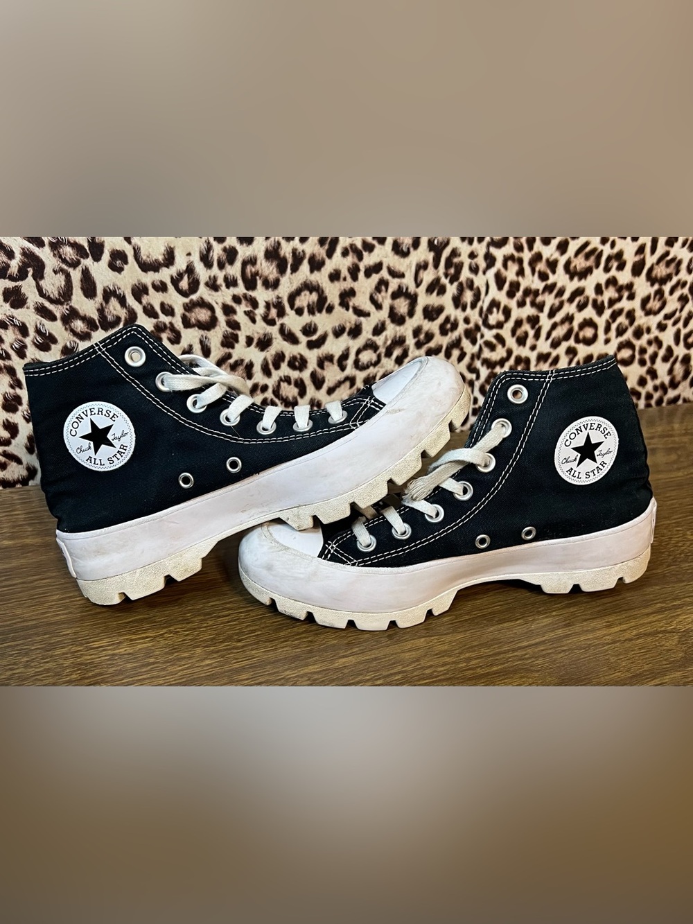 Converse Black and White High Top Platform Sneakers size 6